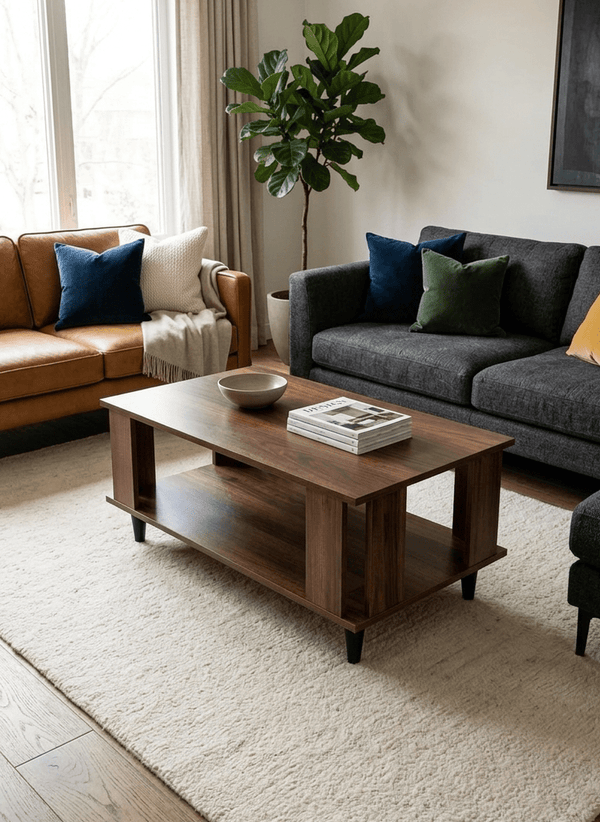 The Duo Coffee Table – Modern Sculptural Coffee Table in Black and Walnut | O-Furniture&co